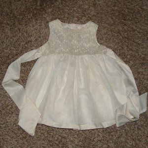 Girls 12-18 Months Ivory White Sleeveless Fit & Flare Lacy Church Sunday Dress